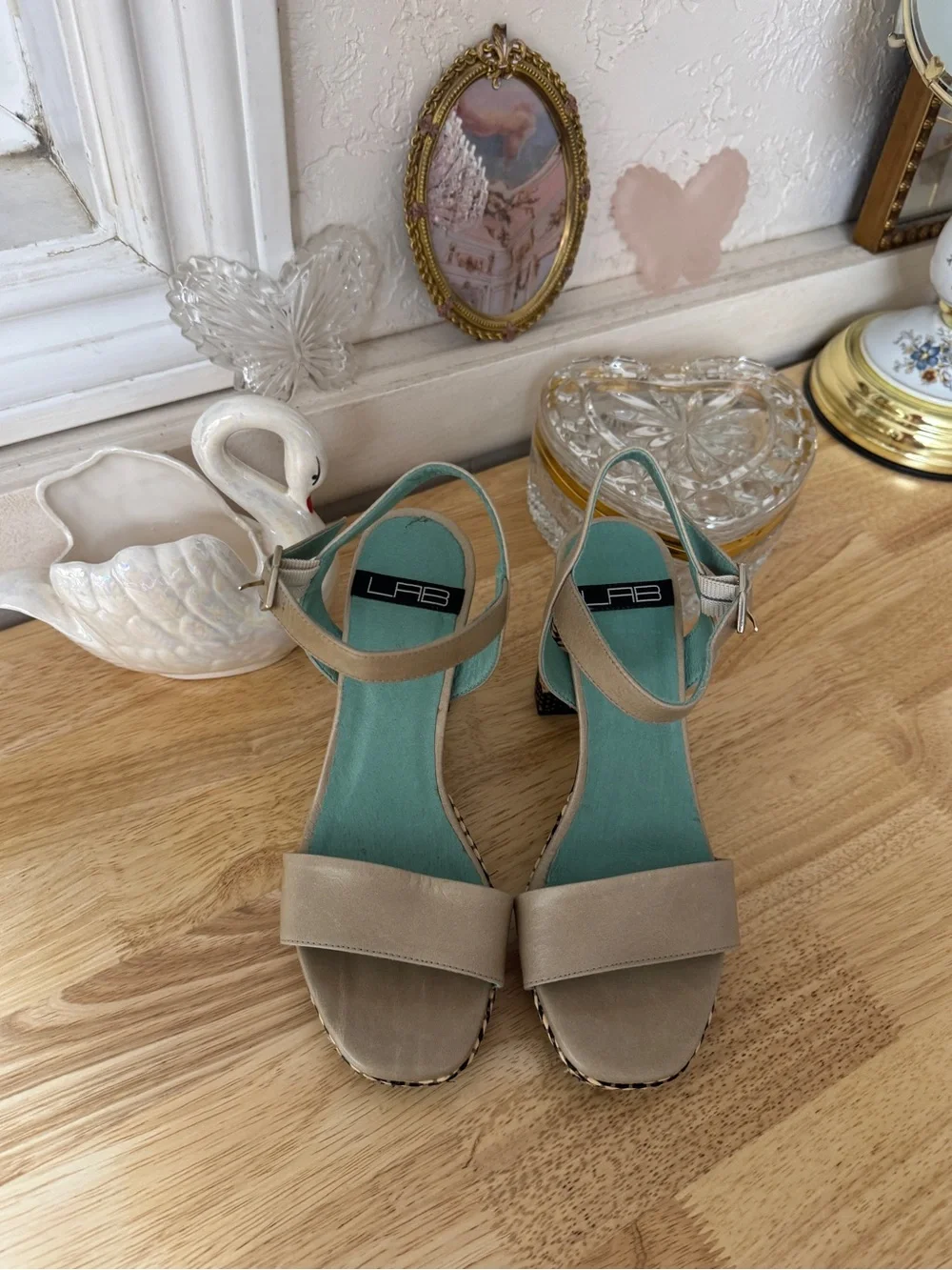 Y2K LAB platform heels with chunky woven block heels size 37 Boho Indie